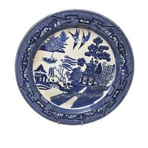 Antique Buffalo Pottery England Blue Willow 11 1/8" Chop Plate (Round Platter)